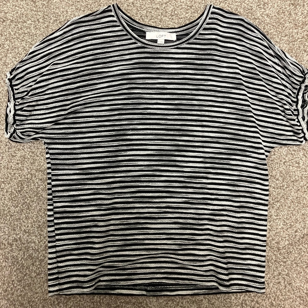 LOFT Black and White Striped Top